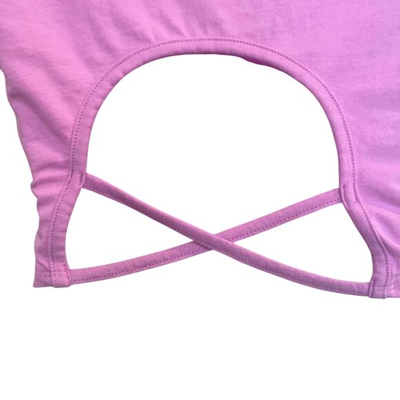 Destined Short Sleeve Casual Summer Crew Neck Strappy Cropped Top Pink Medium - Picture 3 of 5